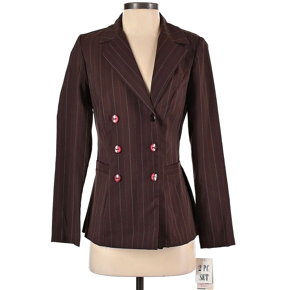 NWT Y2K Striped Blazer Brown Jodi Kristopher Corpcore Office Size 5